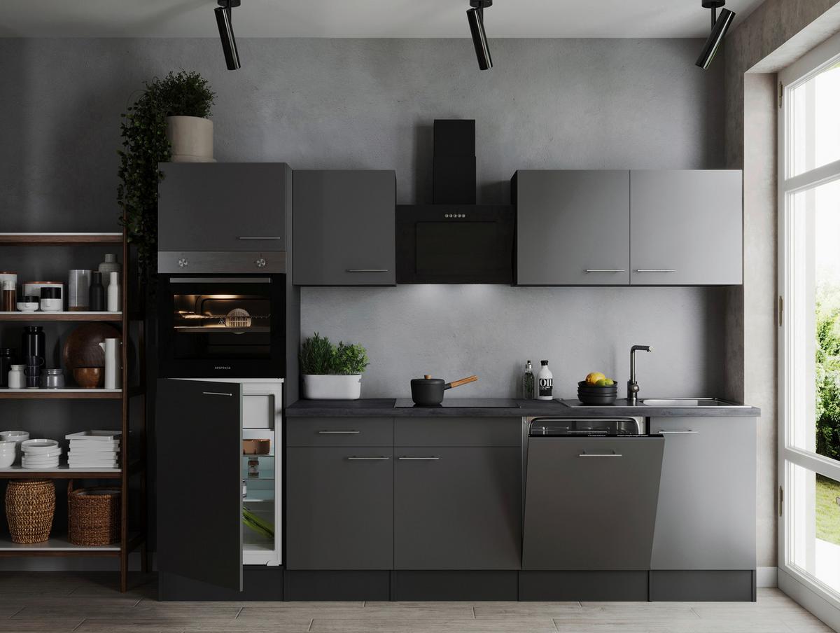 Kuhinjski Blok Z Aparati Oliver, 280cm - srebrne barve/siva, Design, kovina/leseni material (280cm) - Respekta