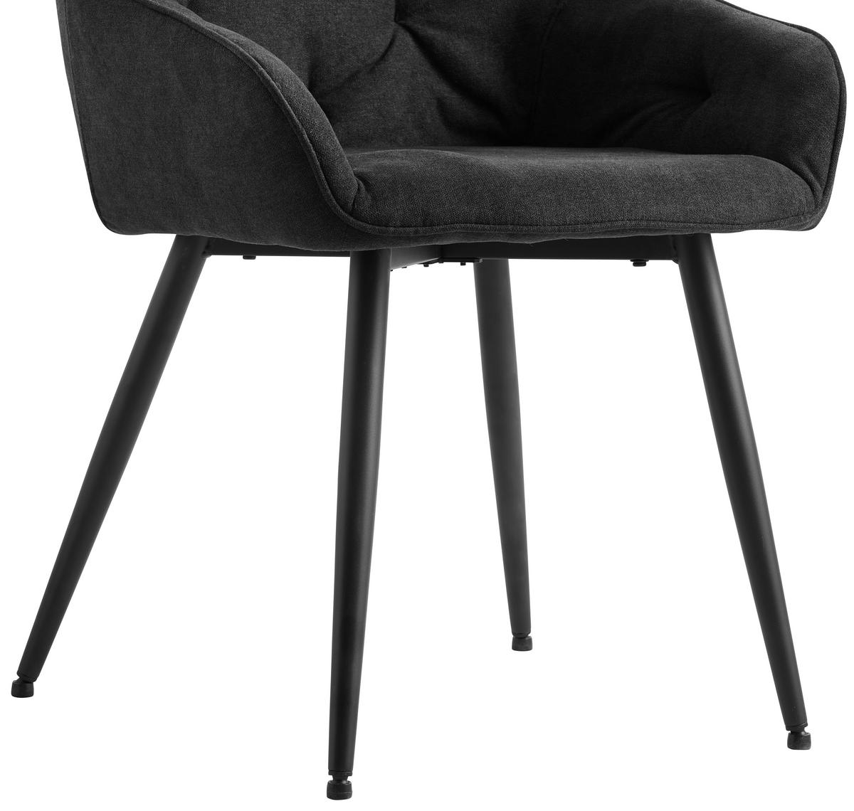 KRZESŁO Z PODŁOKIETNIKAMI ANCONA - antracytowy/czarny, Romantik / Landhaus, metal/tkanina (55/80/61cm) - Livetastic