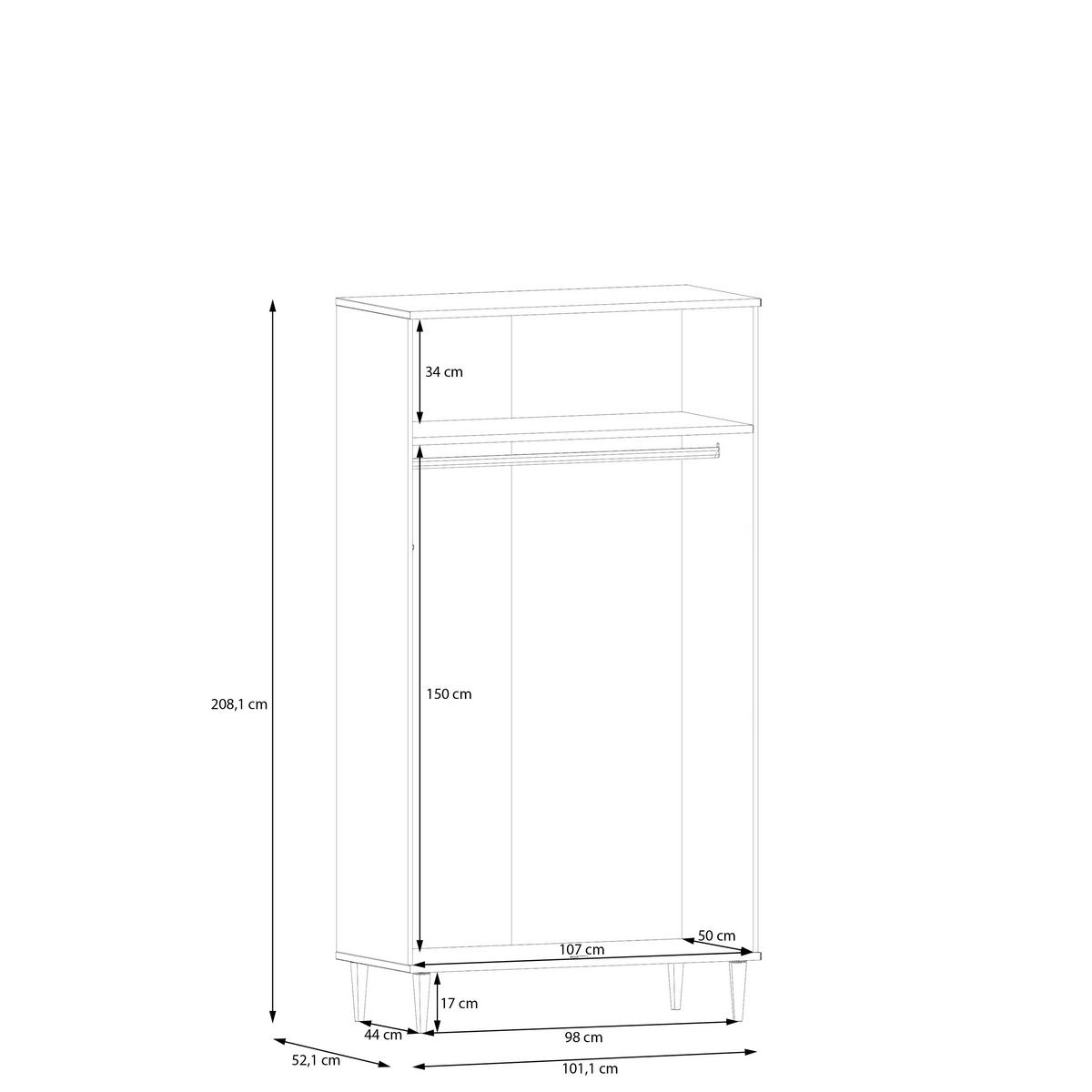Ormar S Klasičnim Vratima Calasetta - boje hrasta, Natur, drvni materijal (110,1/208,1/52,1cm) - Zandiara