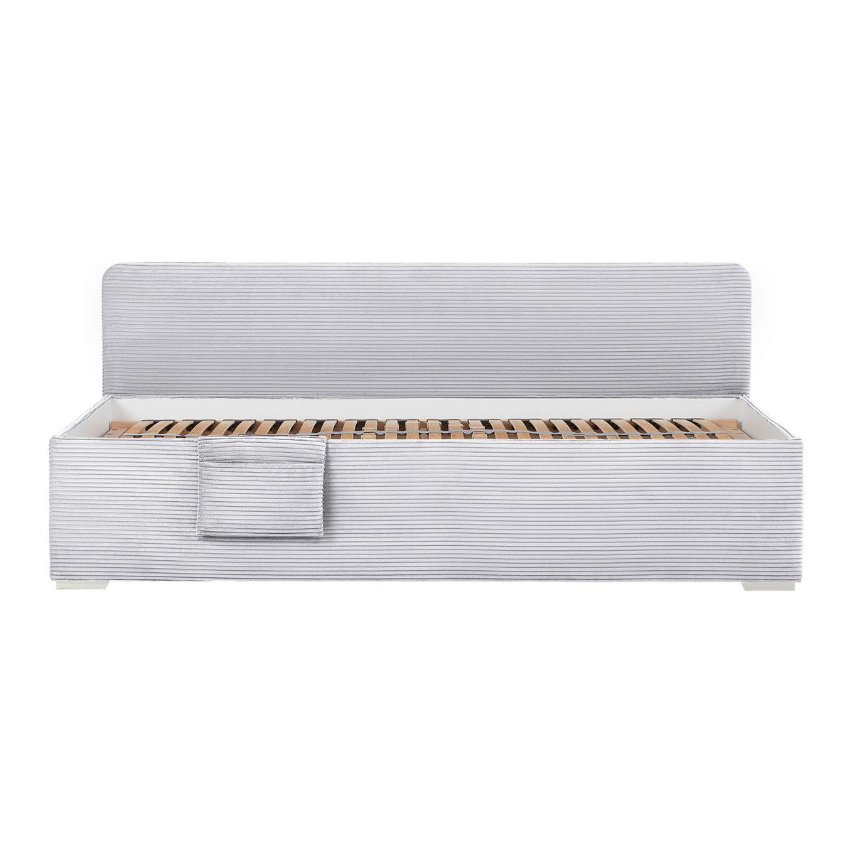 Bett Remi Hellgrau ca. 90x200cm - Chromfarben/Hellgrau, KONVENTIONELL, Holz/Kunststoff (90/200cm) - Mömax