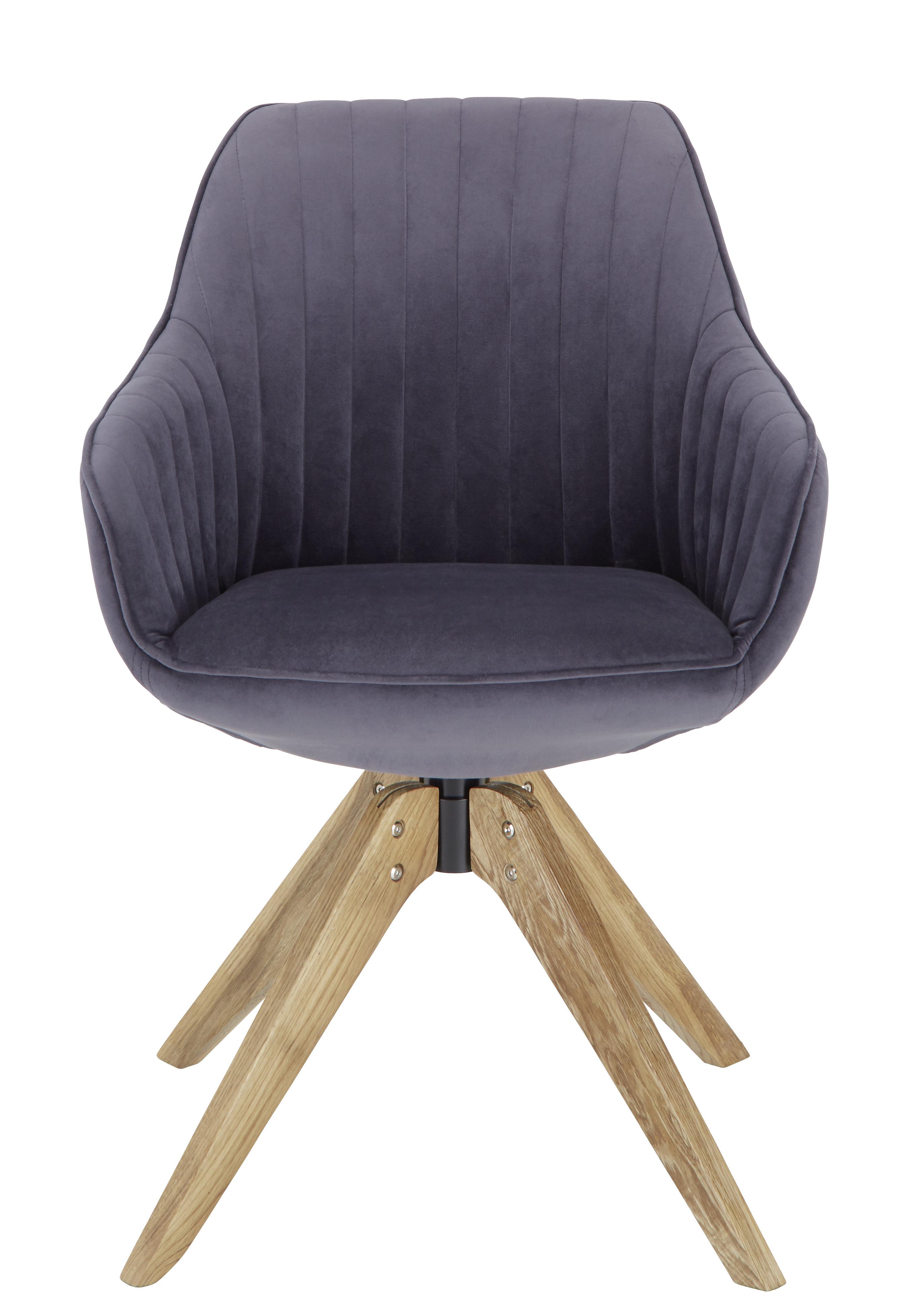 KRZESŁO Z PODŁOKIETNIKAMI CHILL - szary/dębowy, drewno/tkanina (60/83/65cm) - Modern Living