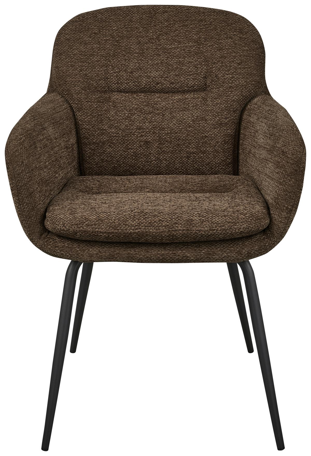 ARMLEHNSTUHL-SET Runa Braun B: 57cm - Schwarz/Braun, MODERN, Textil/Metall (57/82/59cm) - Livetastic