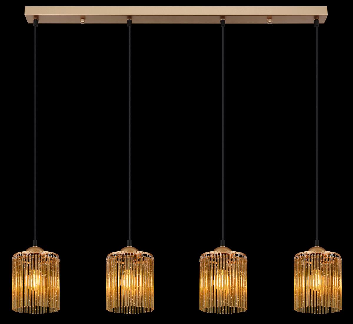 HÄNGELEUCHTE 33080445 LEEDS - Goldfarben/Schwarz, Design, Kunststoff/Metall (87/12/133cm) - Globo