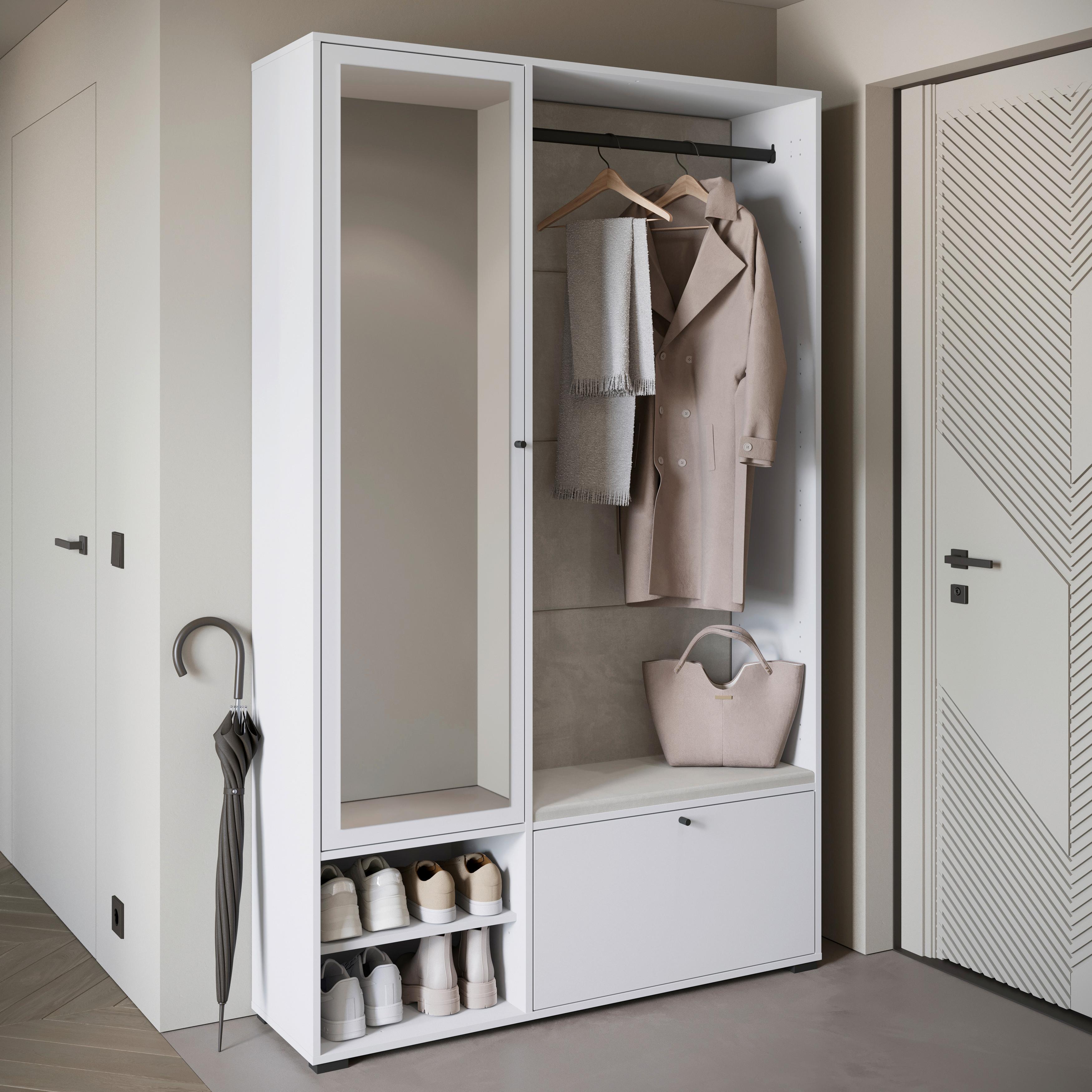 Garderobe Dino 013 4-tlg. Weiß - Weiß, Basics, Holzwerkstoff (117,3/190/33cm) - P & B