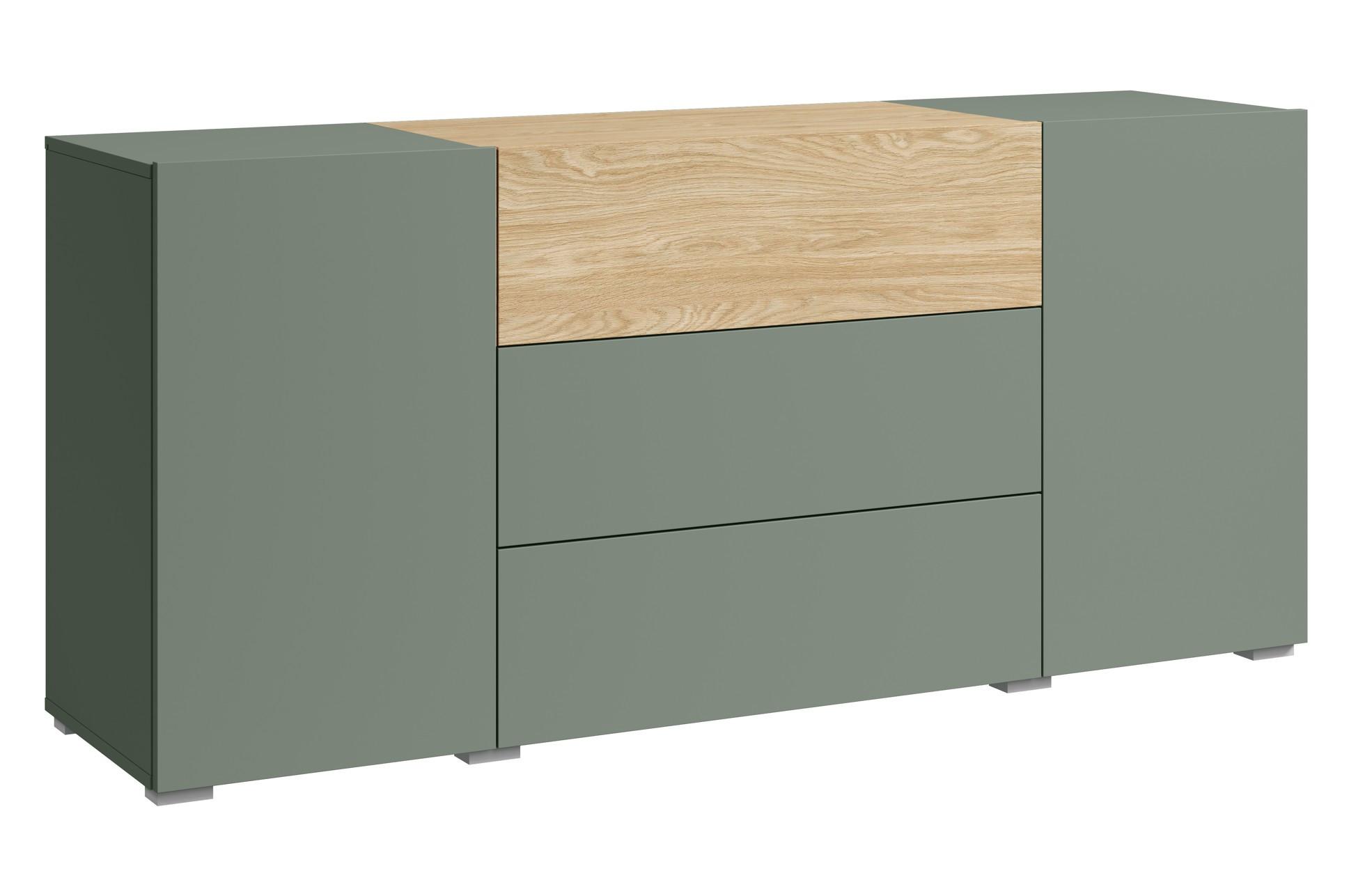 Sideboard 150cm Berlin 150 Salbeigrün/Eichefarben - Eichefarben/Salbeigrün, Design, Holzwerkstoff/Kunststoff (150/68/38,5cm) - P & B