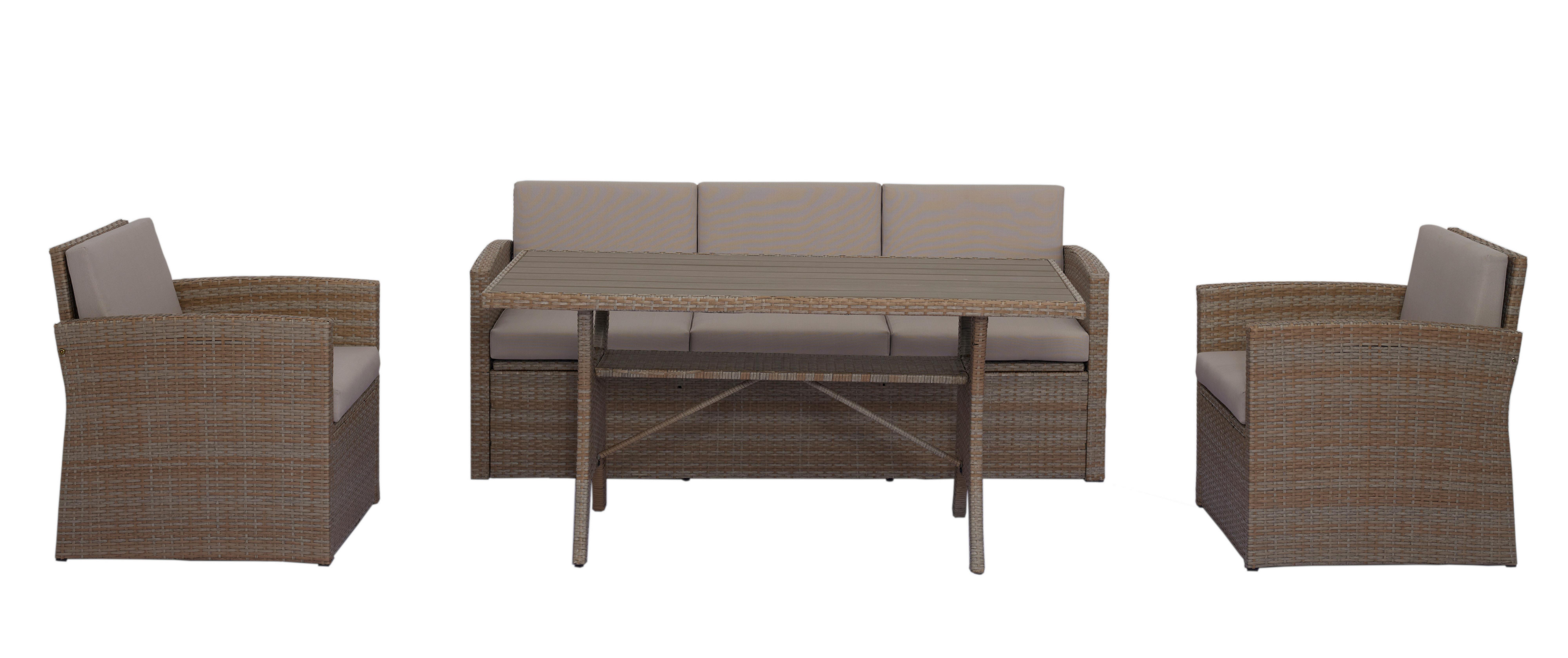 Baštenska Garnitura Seline - svetlobraon/bež, Prirodno, metal/tekstil (130/76/72cm) - Mömax