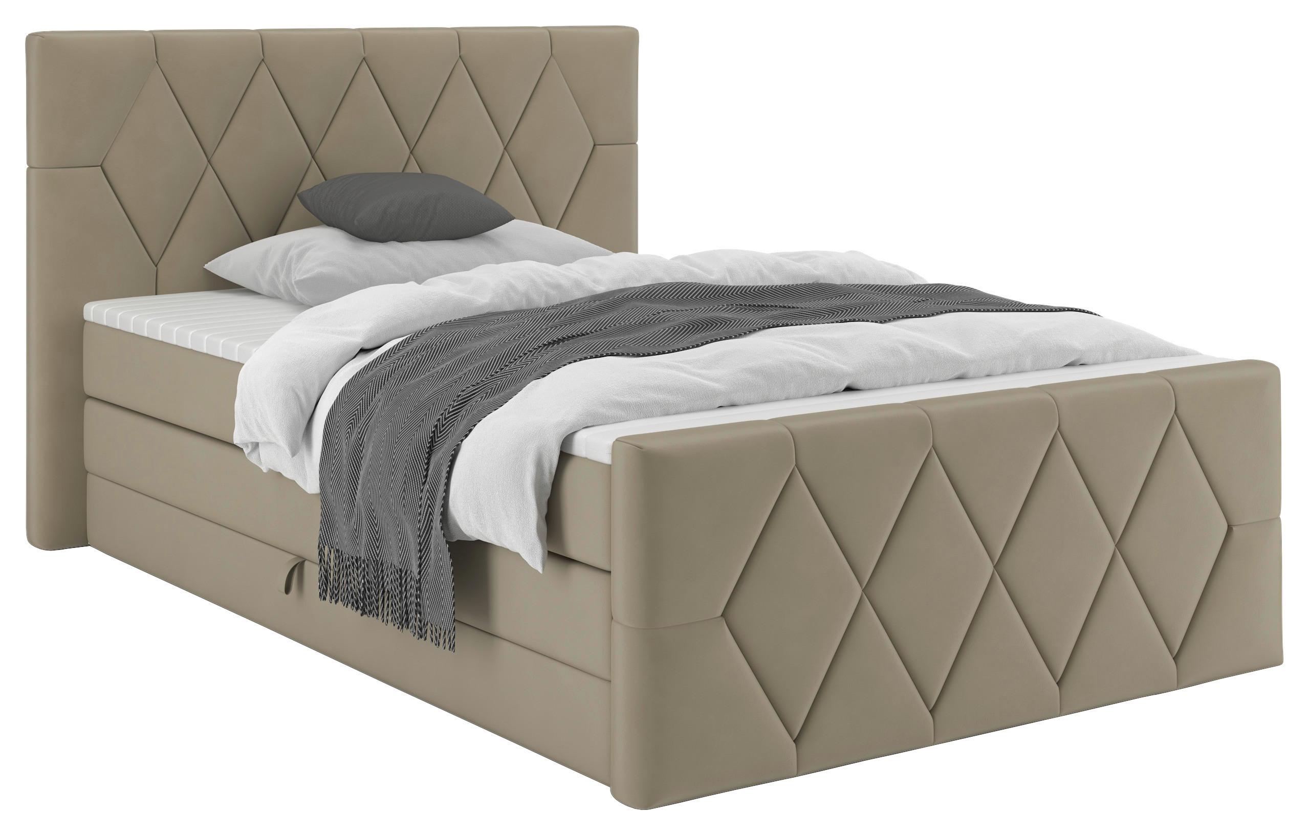 Boxspringbett Josie B Beige ca. 140x200cm - Beige/Schwarz, KONVENTIONELL, Holz/Holzwerkstoff (140/200cm) - Mömax