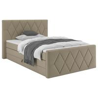 Boxspringbett Josie B Beige ca. 120x200cm - Beige/Schwarz, KONVENTIONELL, Holz/Holzwerkstoff (120/200cm) - Mömax