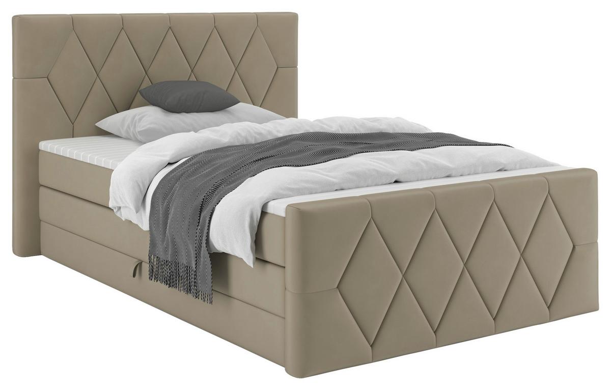 Boxspringbett Josie B Beige ca. 120x200cm - Beige/Schwarz, KONVENTIONELL, Holz/Holzwerkstoff (120/200cm) - Mömax