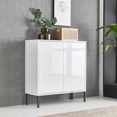 Kommode Mailand Typ 4 Weiß - Weiß Hochglanz/Anthrazit, MODERN, Holzwerkstoff/Metall (79/86/33cm) - MID.YOU