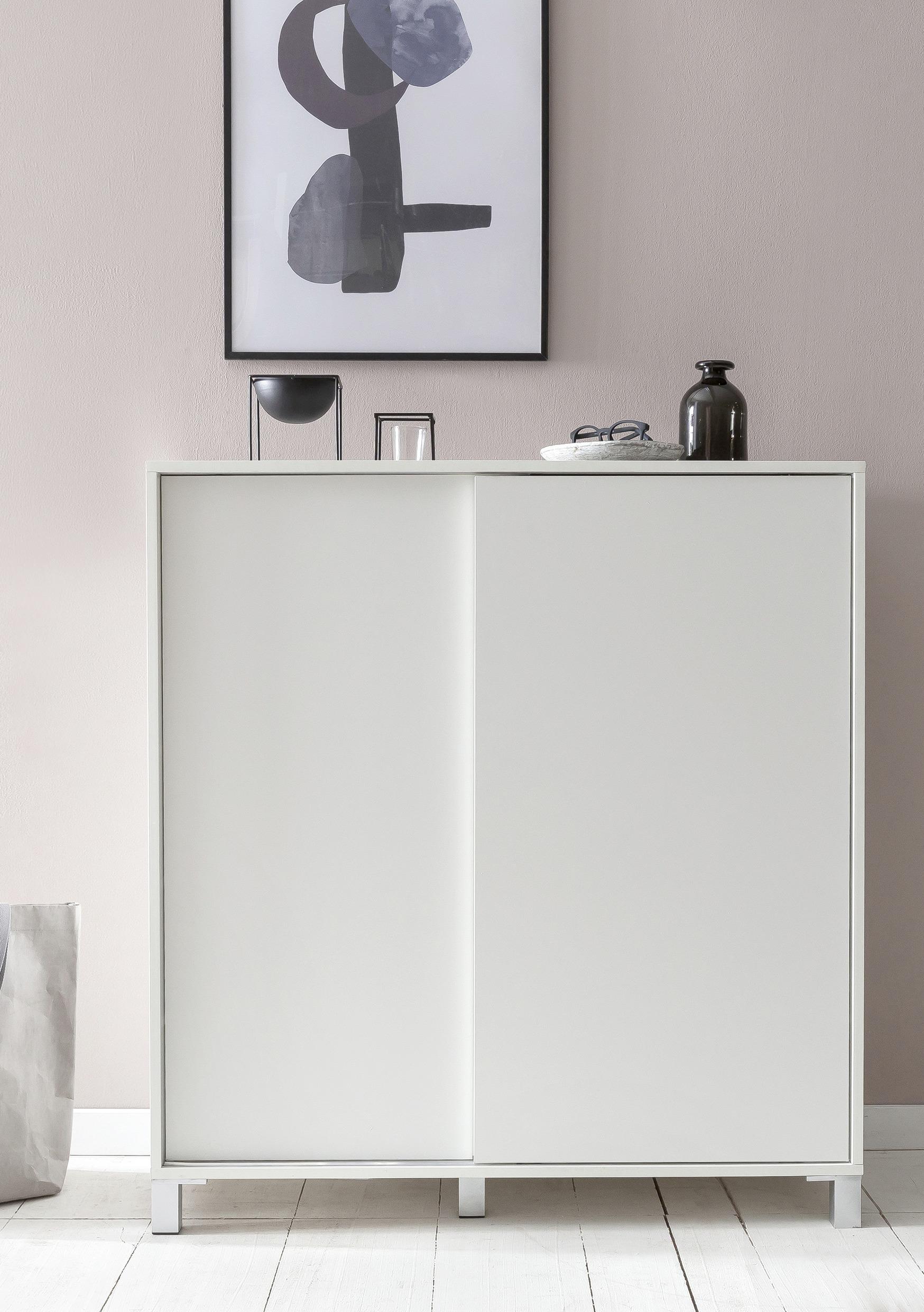 Schuhschrank "WL5.712", weiss - Silberfarben/Weiß, KONVENTIONELL, Holzwerkstoff/Kunststoff (100/108/37,5cm) - MID.YOU