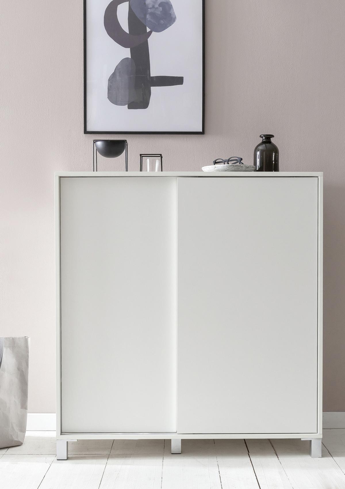 Schuhschrank "WL5.712", weiss - Silberfarben/Weiß, KONVENTIONELL, Holzwerkstoff/Kunststoff (100/108/37,5cm) - MID.YOU