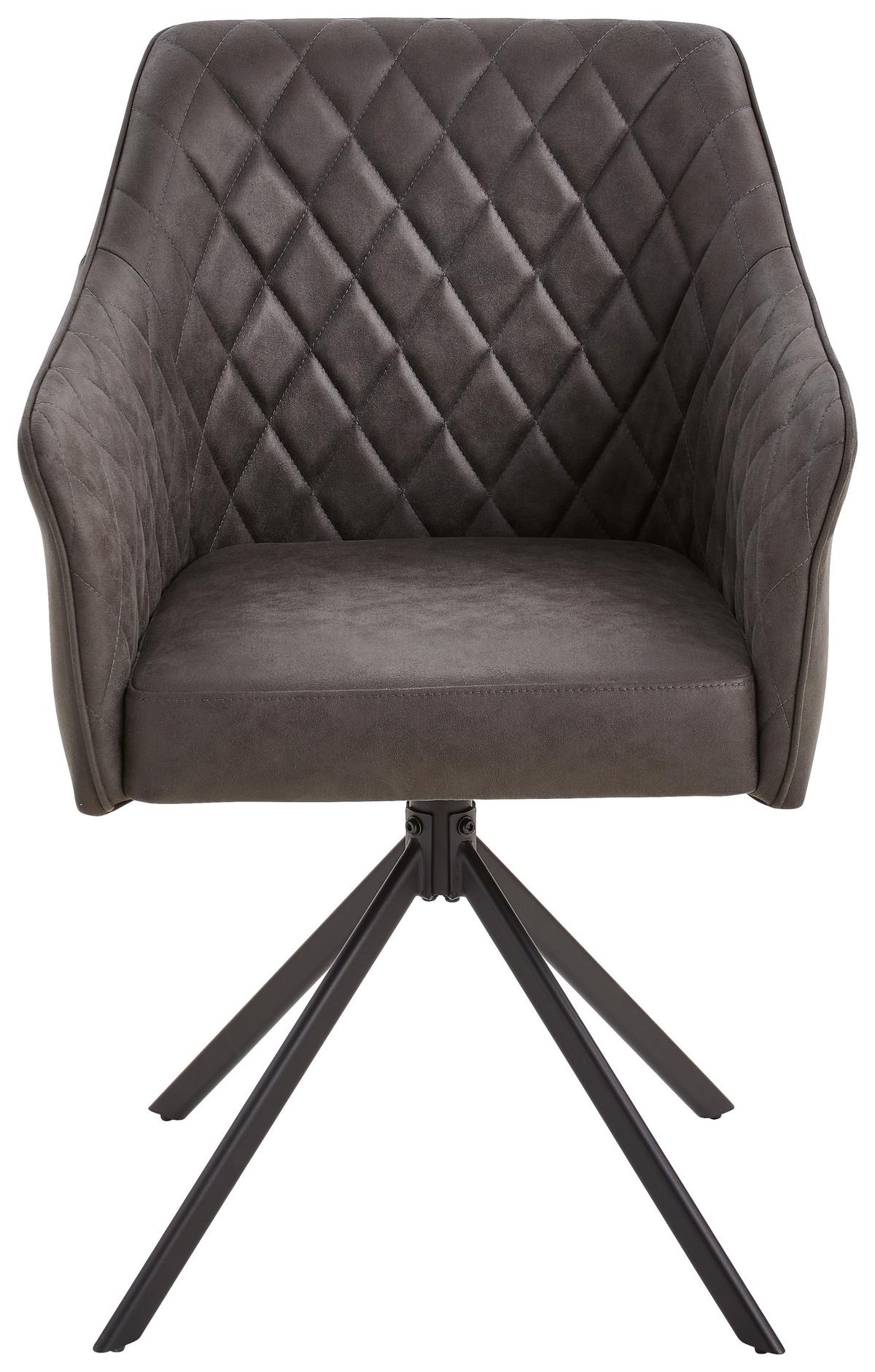 KRZESŁO Z PODŁOKIETNIKAMI LELA - czarny/szary, Modern, metal/drewno (60/91/56cm) - Livetastic