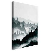 Slika Na Platnu Hazy Landscape - bela/temno zelena, Basics, tekstil/leseni material (40/60/1,2cm) - artgeist