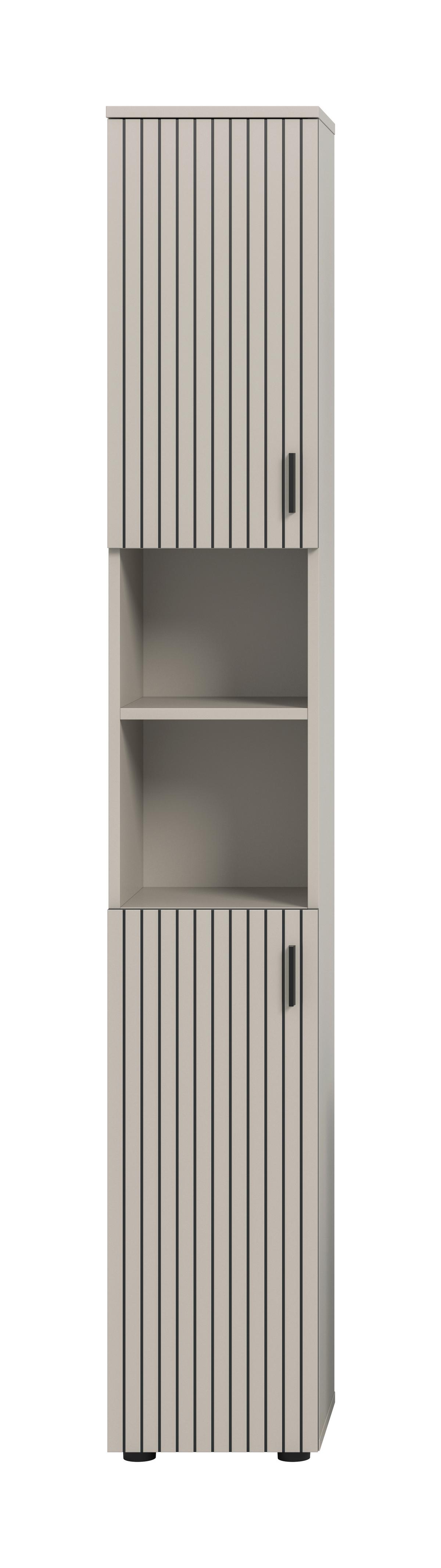 Hochschrank Mone Kaschmir - Kaschmir/Schwarz, Trend, Holzwerkstoff/Kunststoff (30/192/30cm) - MID.YOU