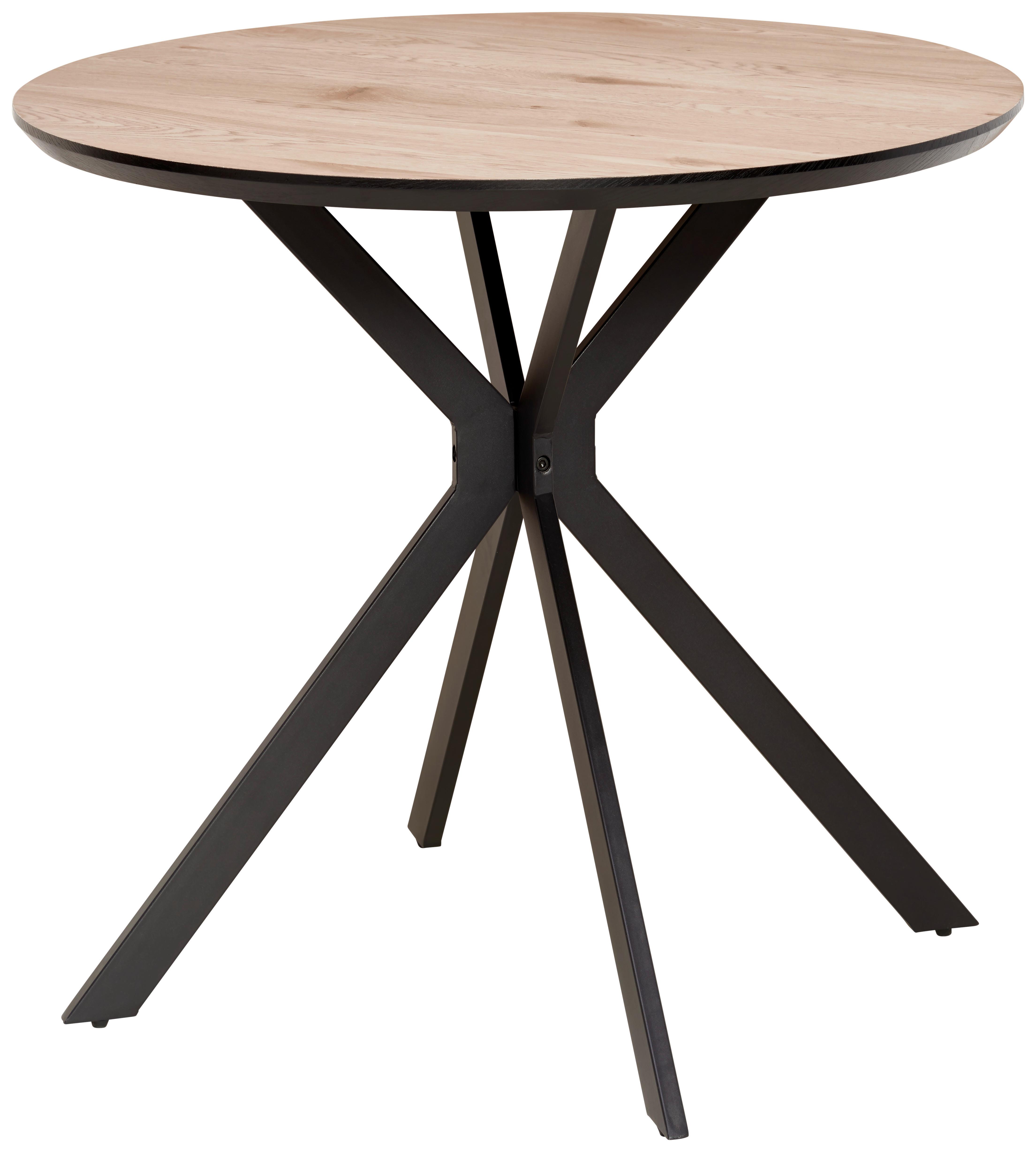 Jedilna Miza Colorado, Ø 100cm - črna/naravne barve, Trendi, kovina/leseni material (100/76/100cm) - Livetastic