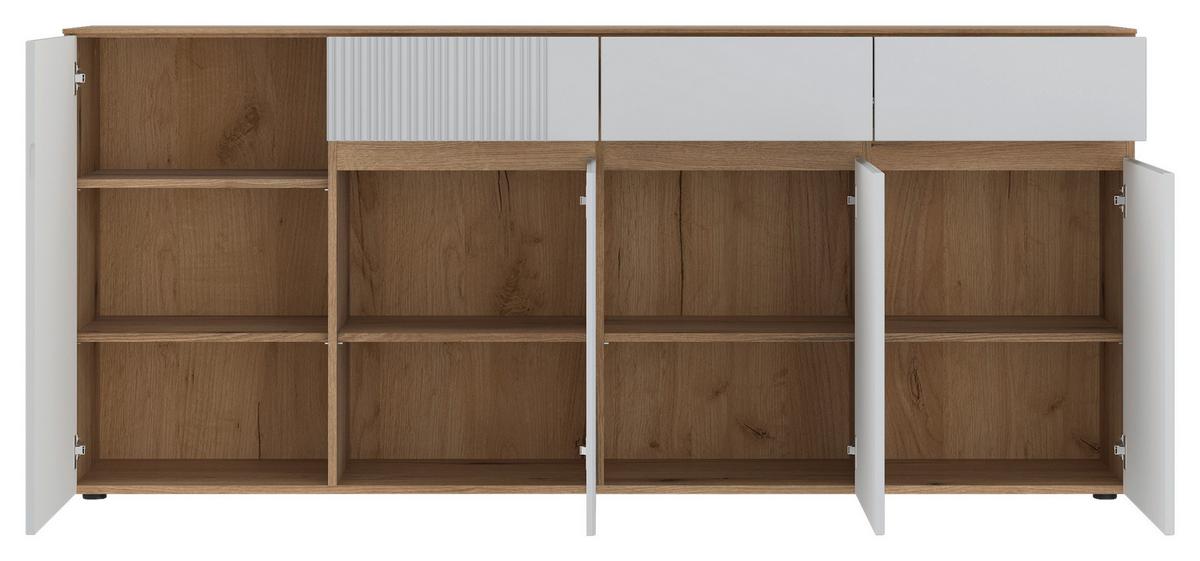 Komoda Manilla - boje hrasta/svijetlo siva, Trend, drvni materijal/plastika (200/88,3/40cm) - Modern Living
