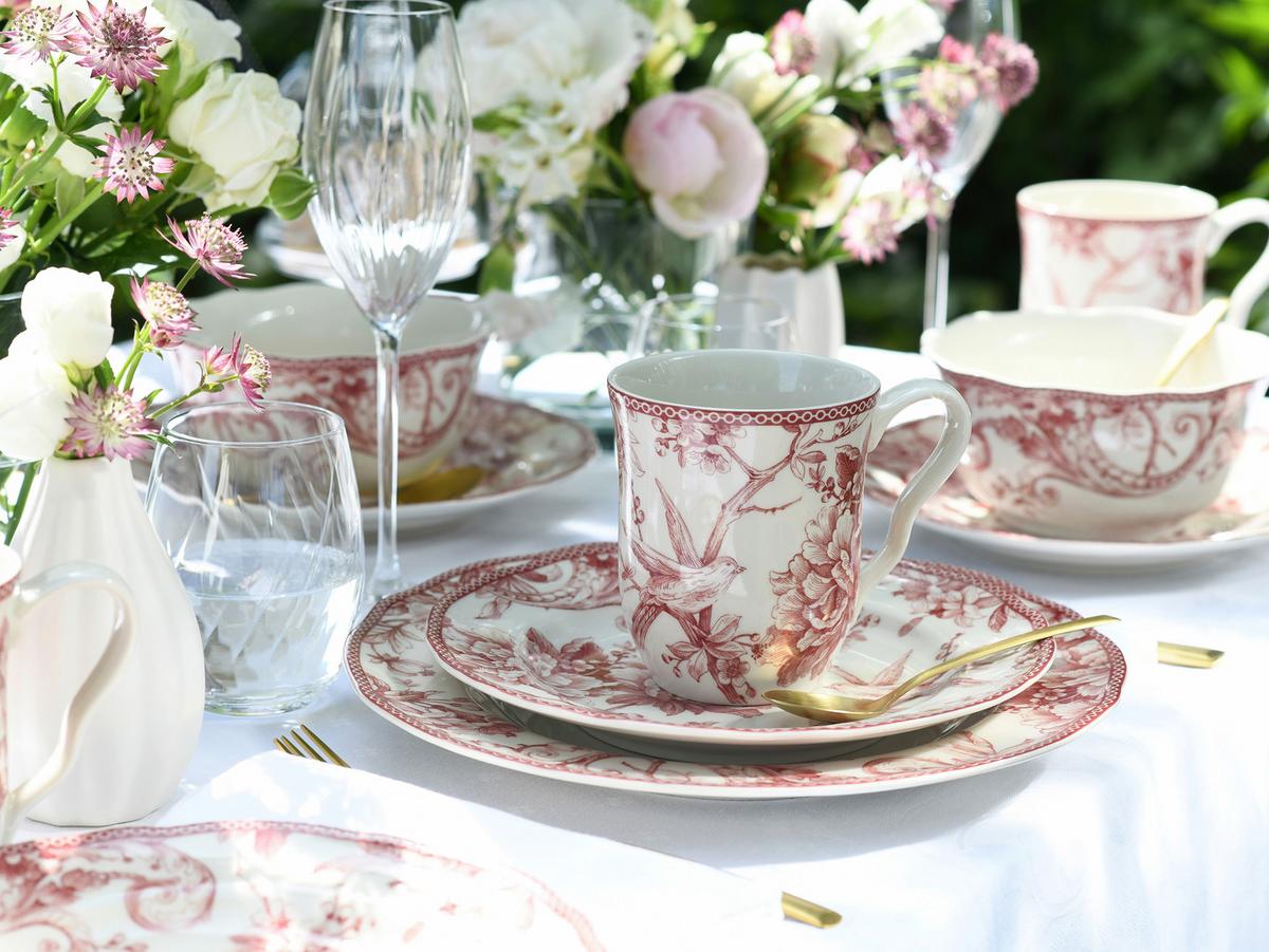 SERVICIU DE MASĂ COMPLET 24777 ADELAIDE ROT KOMBI - alb/bordo, Basics, ceramică - Creatable