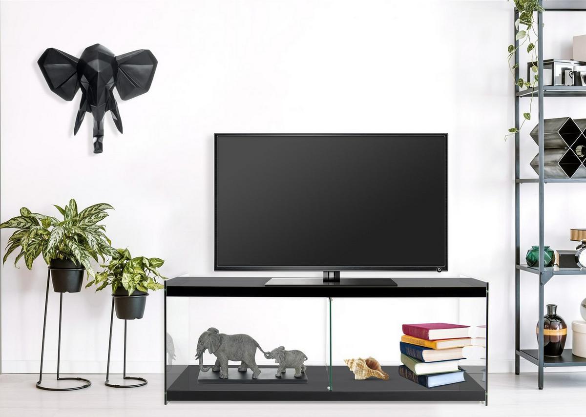 BEISTELLTISCH ELEMENTARY 100 SCHWARZ - Schwarz, Design, Glas/Holz (120/45/60cm) - Kayoom