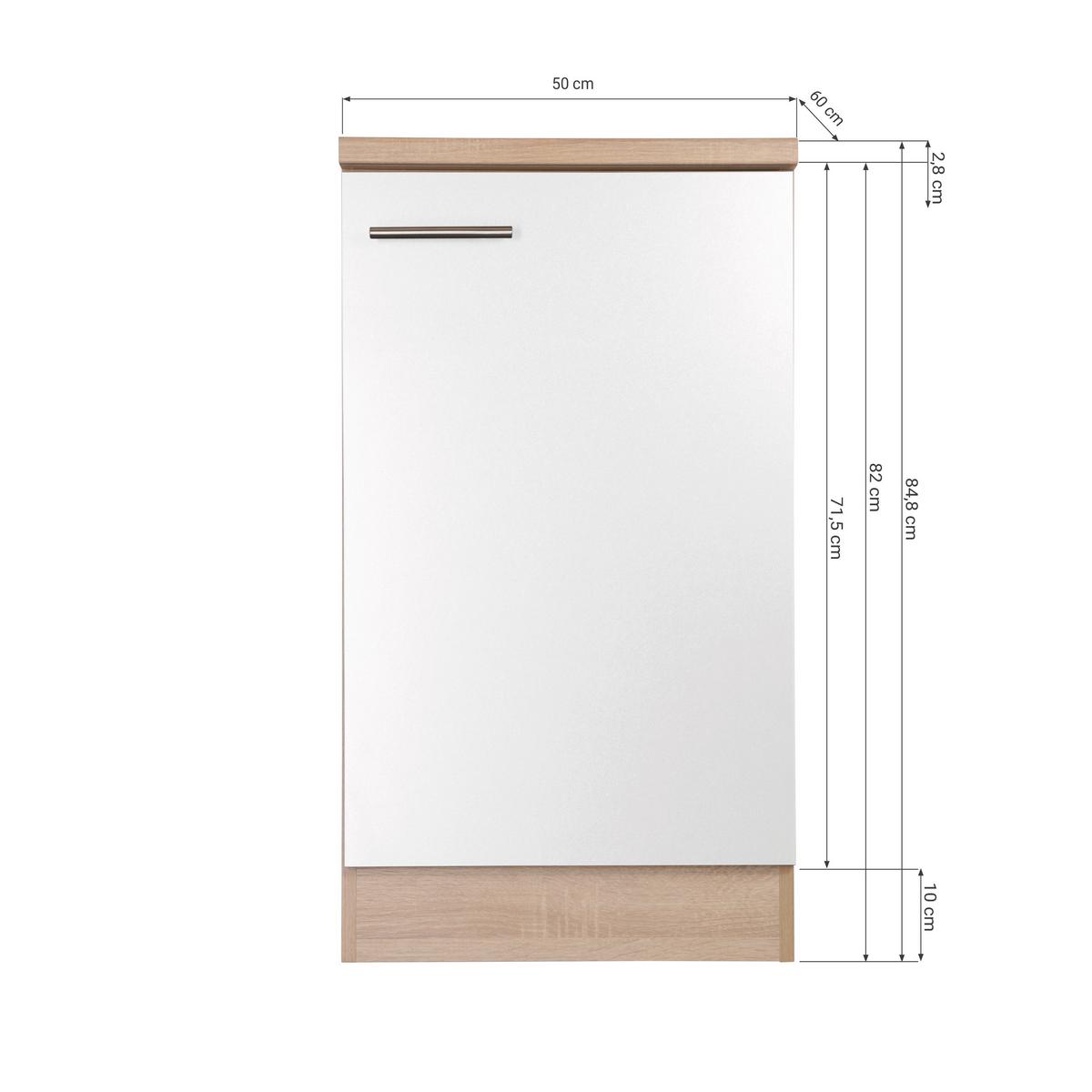 Spodnja Omarica Za Korito Merle, Barva Hrasta, Črna - srebrne barve/črna, Basics, kovina/leseni material (50/84,8/60cm) - Respekta