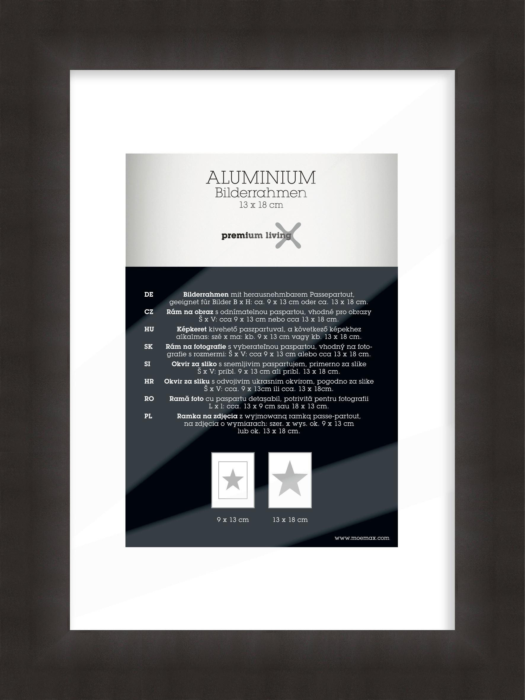 Bilderrahmen Aluminium ca. 16x21cm - Schwarz, Basics, Metall (16,1/21,1/2.2cm) - Premium Living
