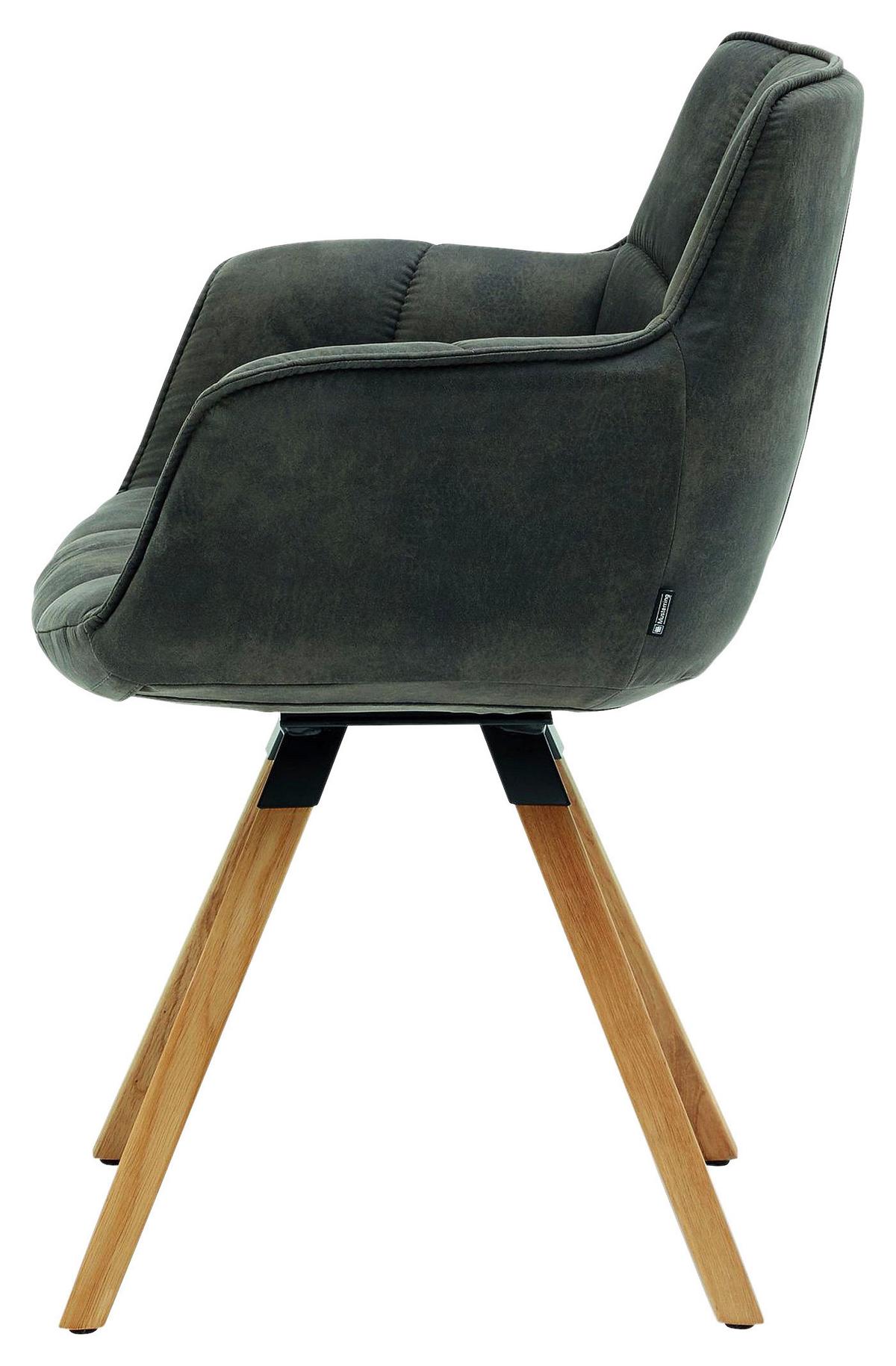 KRZESŁO Z PODŁOKIETNIKAMI TAMINA -MR- - kolor dębowy/antracytowy, Konventionell, tkanina/drewno (67/85/60cm) - Musterring