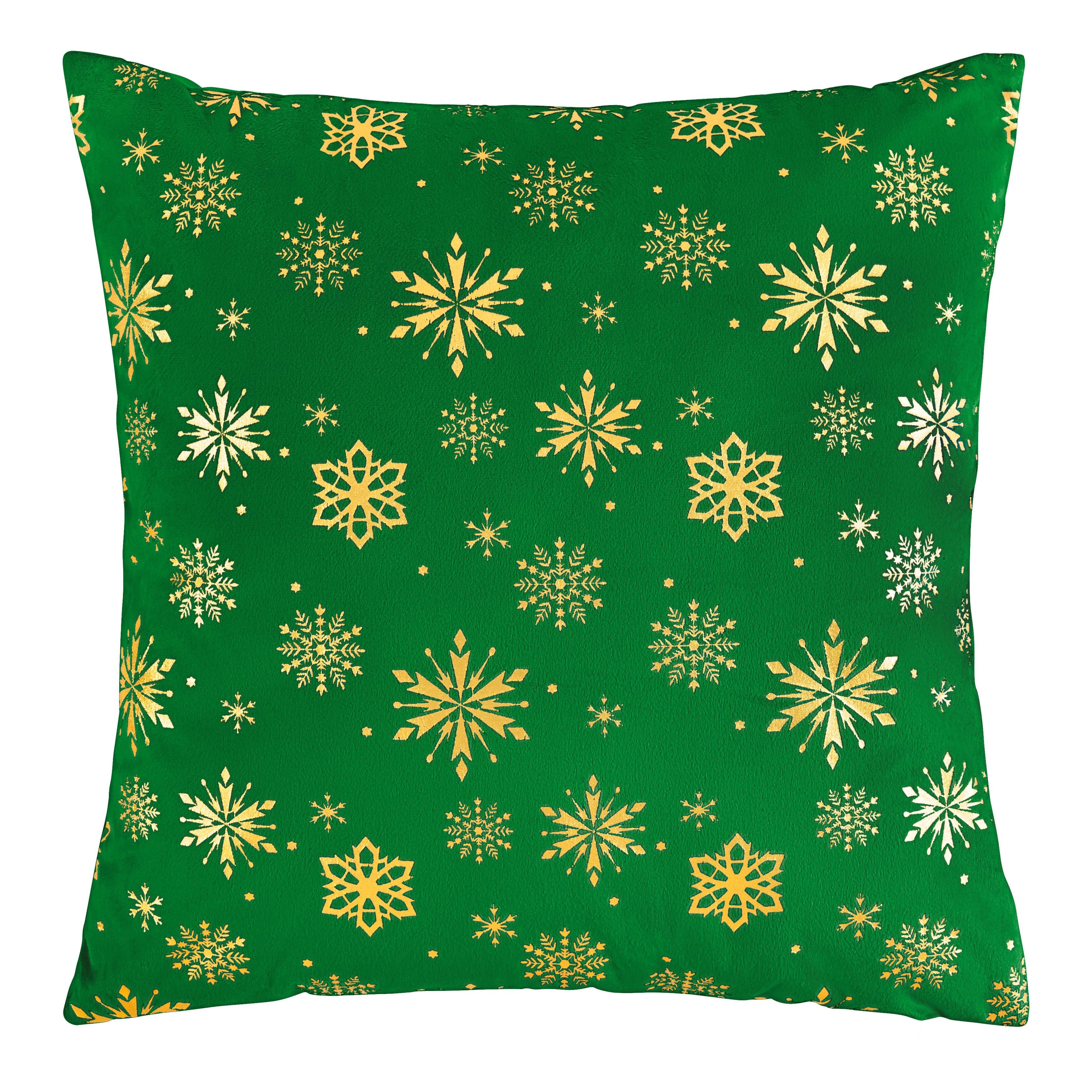 Zierkissen Snowflake Grün/Goldfarben ca. 45x45cm - Goldfarben/Grün, Textil (45/45cm) - Mömax