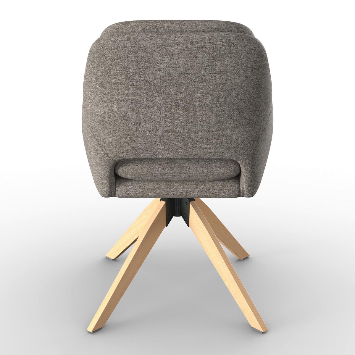 Armlehnstuhl Adrien Braun Webstoff Drehbar Gepolstert - Braun/Naturfarben, MODERN, Holz/Textil (64/59/92cm) - Bessagi Home