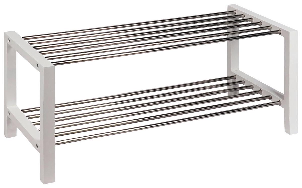 REGAŁ NA BUTY MARINA - kolor stalowy/biały, Basics, materiał drewnopochodny/metal (81/34/34cm) - Carryhome