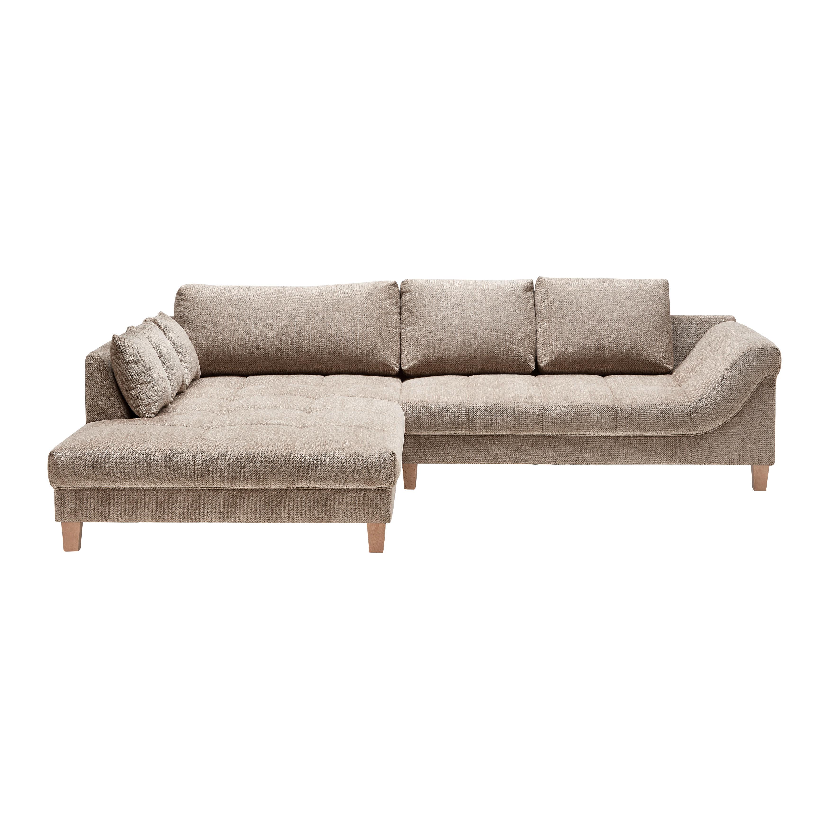 Wohnlandschaft Palermo Beige - Beige/Buchefarben, MODERN, Holz/Textil (203/69-94/306cm) - Mömax