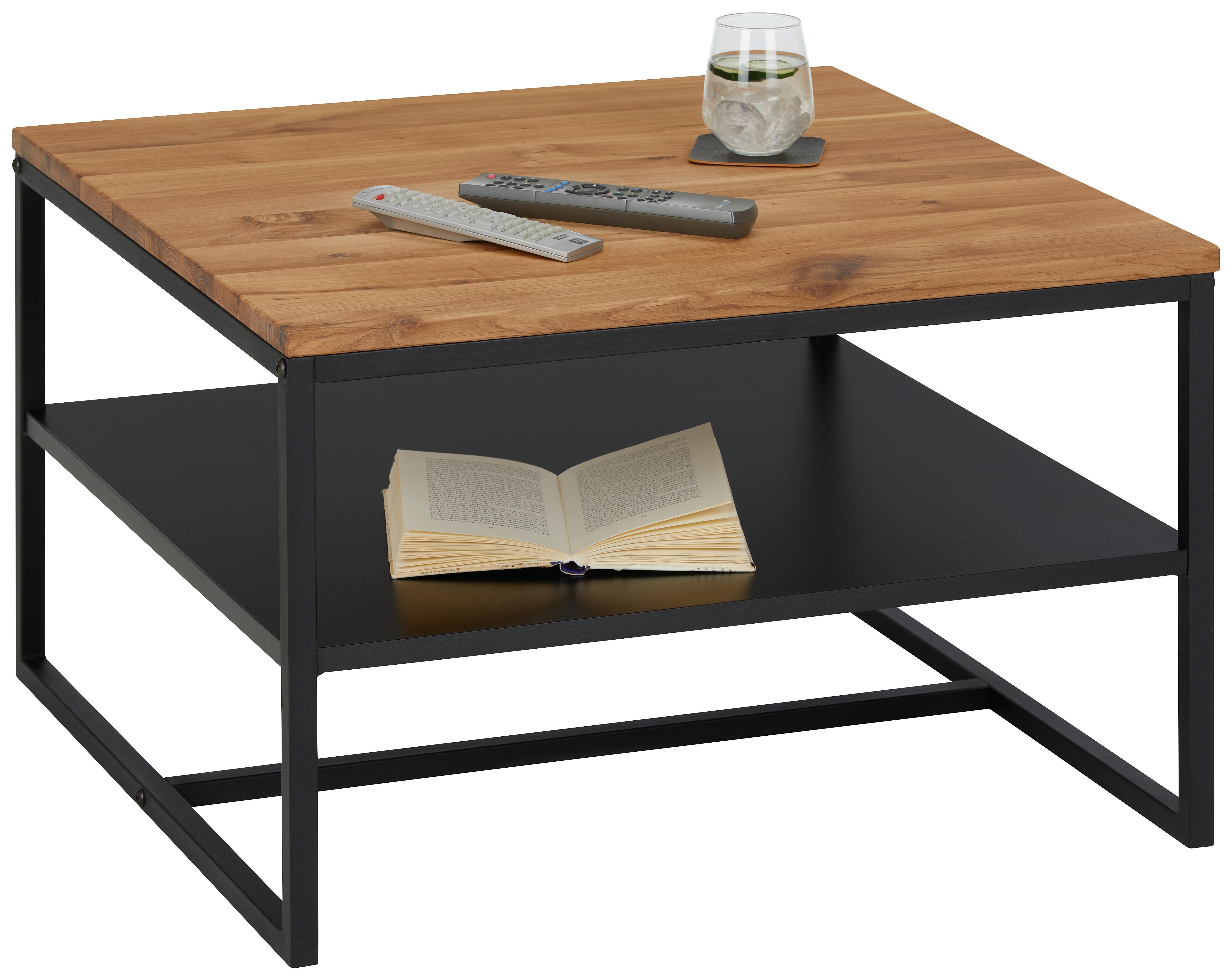 Couchtisch Dallas II Schwarz/ Wildeiche massiv - Eichefarben/Schwarz, LIFESTYLE, Holz/Holzwerkstoff (70/70/45cm) - Based