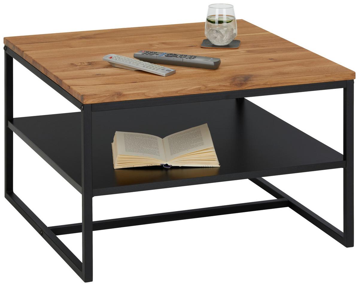 Couchtisch Dallas II Schwarz/ Wildeiche massiv - Eichefarben/Schwarz, LIFESTYLE, Holz/Holzwerkstoff (70/70/45cm) - Based