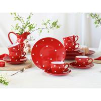 Kavni Servis Polka Dots, 18-Delni - rdeča/bela, Basics, keramika - Creatable