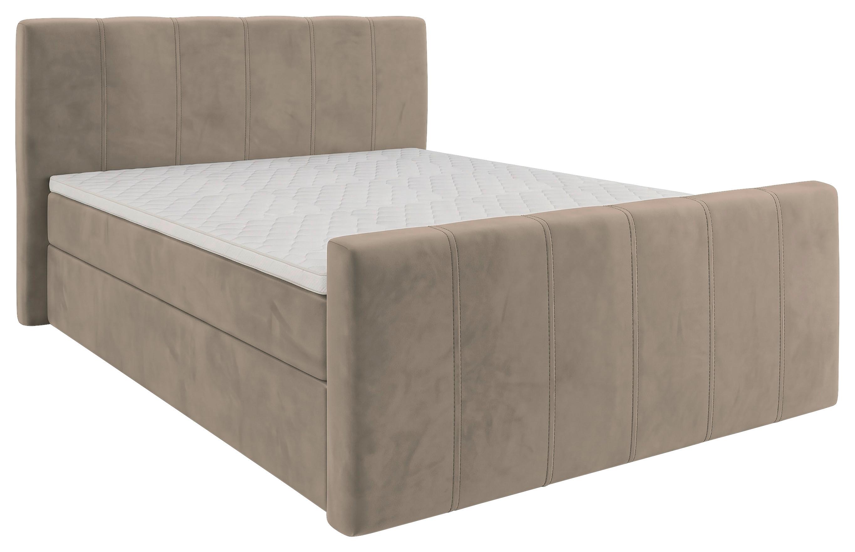 Boxbett Dana Plus Graubraun ca. 180x200cm - Graubraun/Schwarz, Kunststoff/Textil (180/200cm) - Based