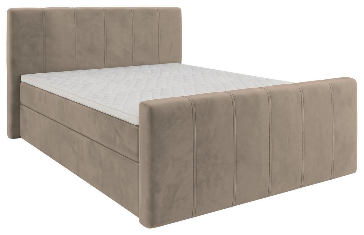 Boxbett Dana Plus Graubraun ca. 160x200cm - Graubraun/Schwarz, Kunststoff/Textil (160/200cm) - Based