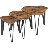 Beitstelltisch 3er-Set in Schwarz, Dunkelbraun - Dunkelbraun/Schwarz, Trend, Holzwerkstoff/Metall (58,5/45,5/58,5cm) - MID.YOU
