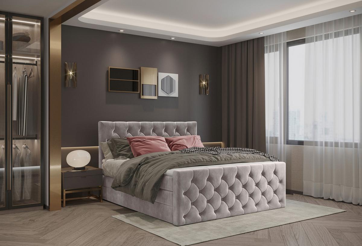 PAT BOXSPRING ELIO - bej, Romantik / Landhaus, textil (140/200cm) - James Wood