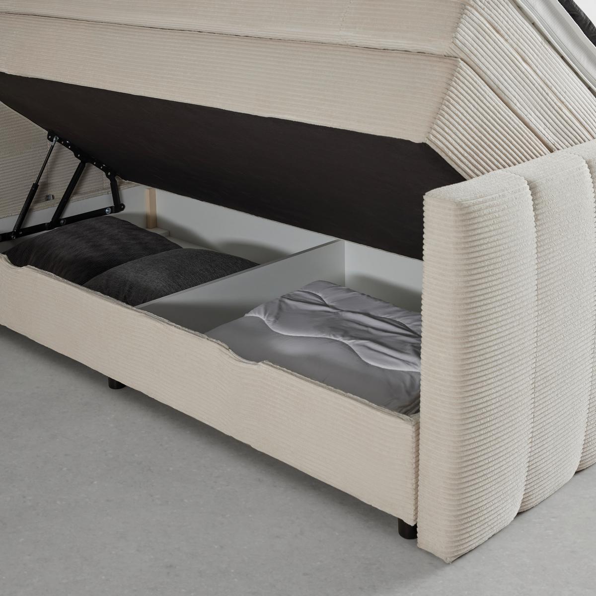 Boxspringbett Malaga Beige ca. 160x200cm - Beige/Silberfarben, KONVENTIONELL, Holz/Holzwerkstoff (160/200cm) - Premium Living