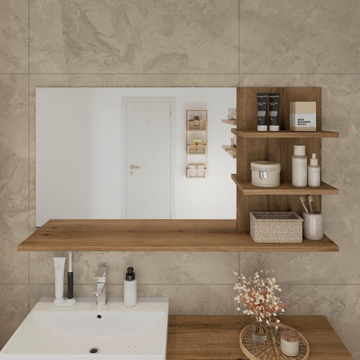 Ogledalo Kupaonsko Cotia - boje hrasta/antracit, Moderno, staklo/drvni materijal (135/70/20cm) - James Wood