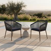 Gartensessel-Set 2-er Benicia Blau aus Metall/Textil - Blau/Schwarz, MODERN, Textil/Metall (55/76/63cm) - Bessagi Garden