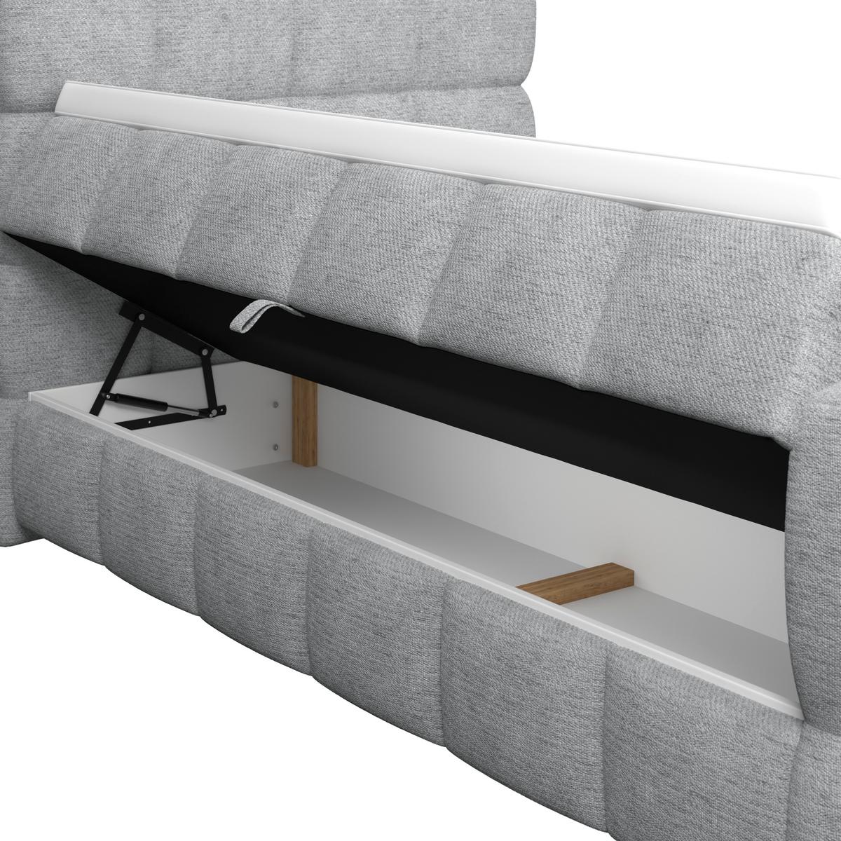 Postelja Boxspring Brisbane, Siva, 140x220 - siva/črna, Trend, kovina/umetna masa (140/220cm) - Premium Living