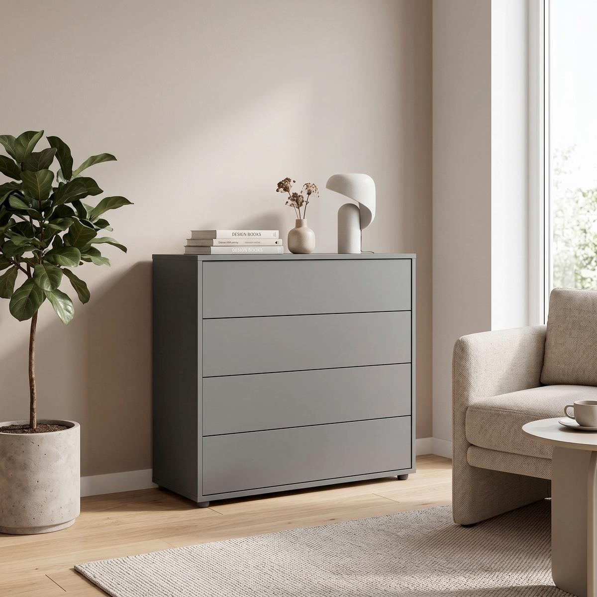 Kommode Mailand Typ 3 Anthrazit - Anthrazit/Schwarz, MODERN, Holzwerkstoff/Kunststoff (79/73/33cm) - MID.YOU