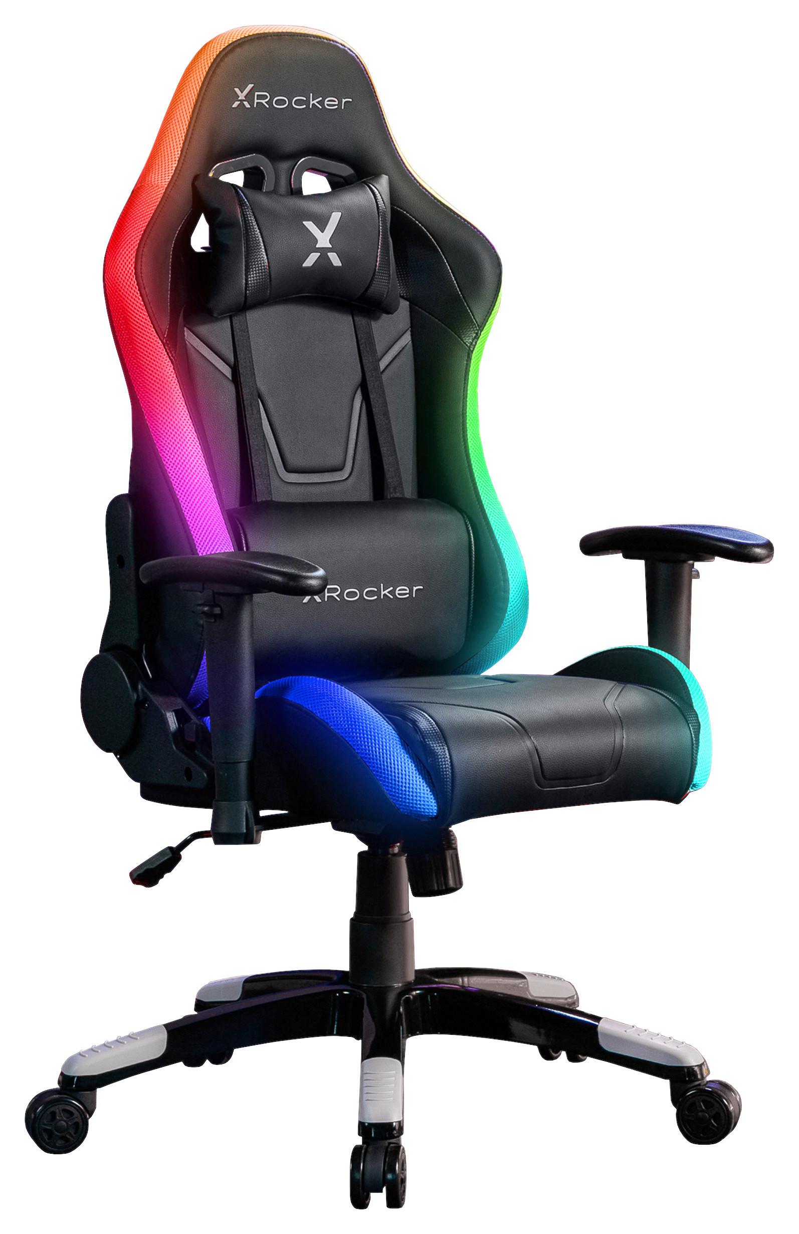 Gamingstuhl Agility Compact ca. 55x113 cm Schwarz m. LED - Schwarz, MODERN, Kunststoff/Textil (55/113/62,5cm) - X Rocker