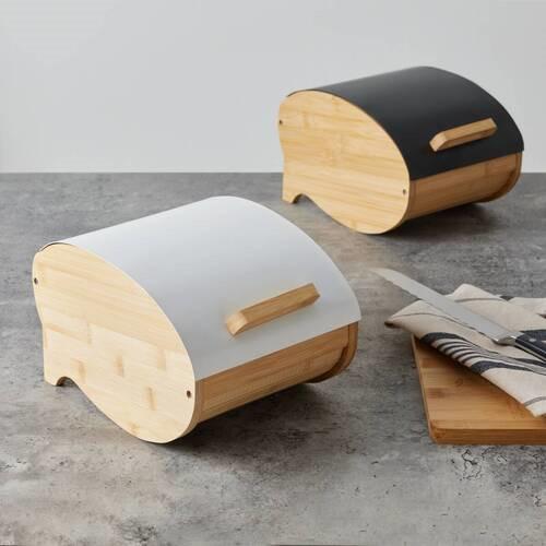 Brotbox Svea - S Naturfarben/Schwarz - Schwarz/Naturfarben, MODERN, Holz/Metall (25/20/15,5cm) - Mömax