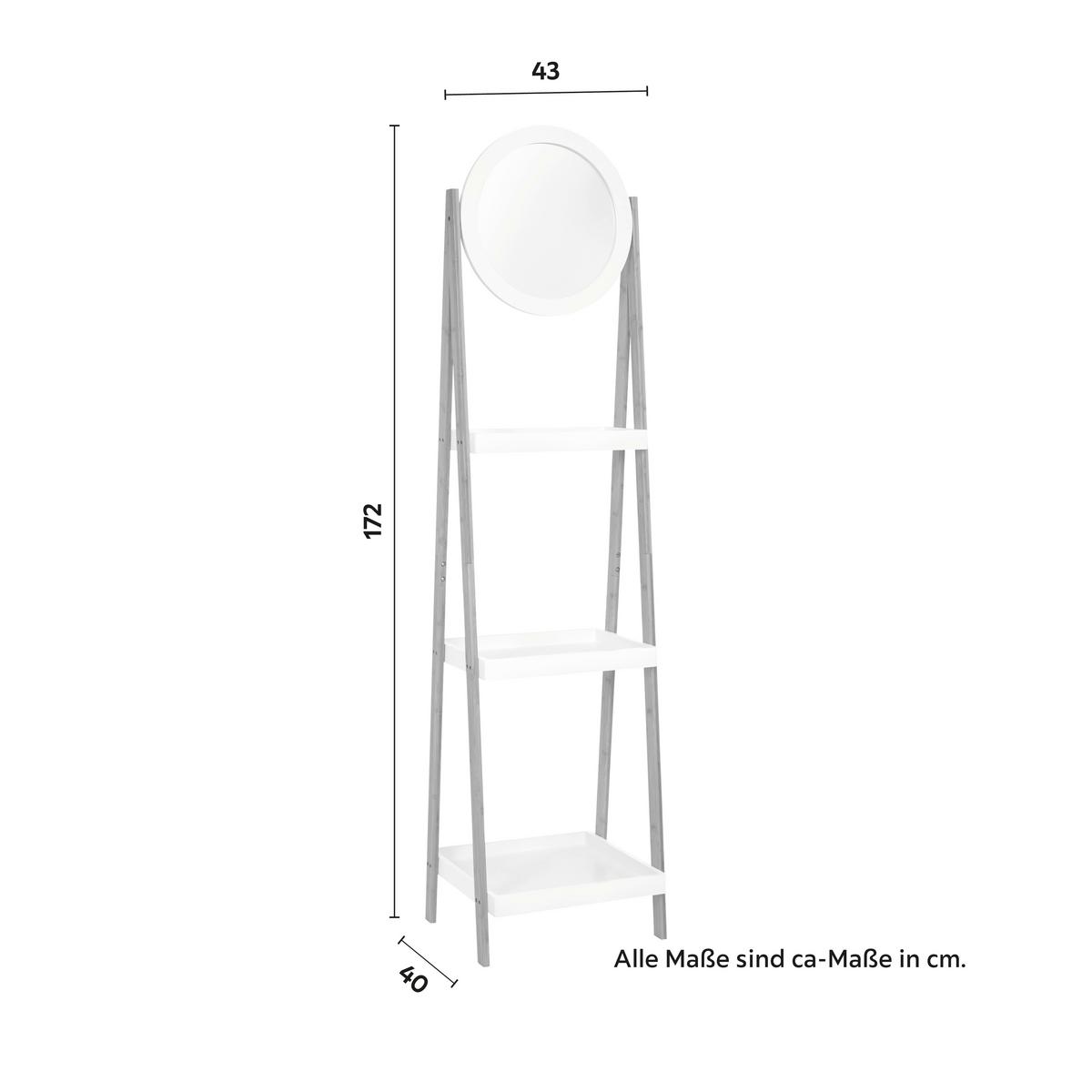 Regal Mirella Weiß/Naturfarben MDF - Naturfarben/Weiß, MODERN, Glas/Naturmaterialien (43/172/40cm) - Bessagi Home