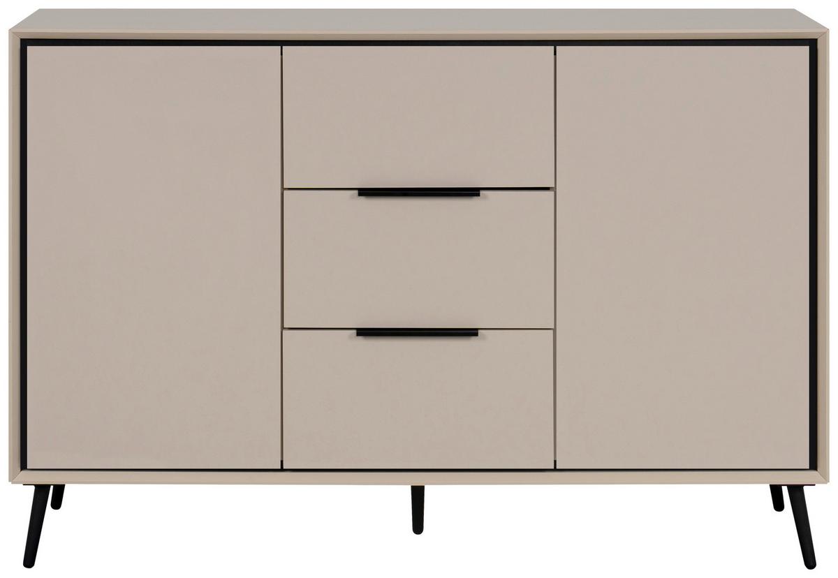 KOMODA ARONA - czarny/kolor piaskowy, Konventionell, materiał drewnopochodny/tworzywo sztuczne (135/90/38cm) - Livetastic