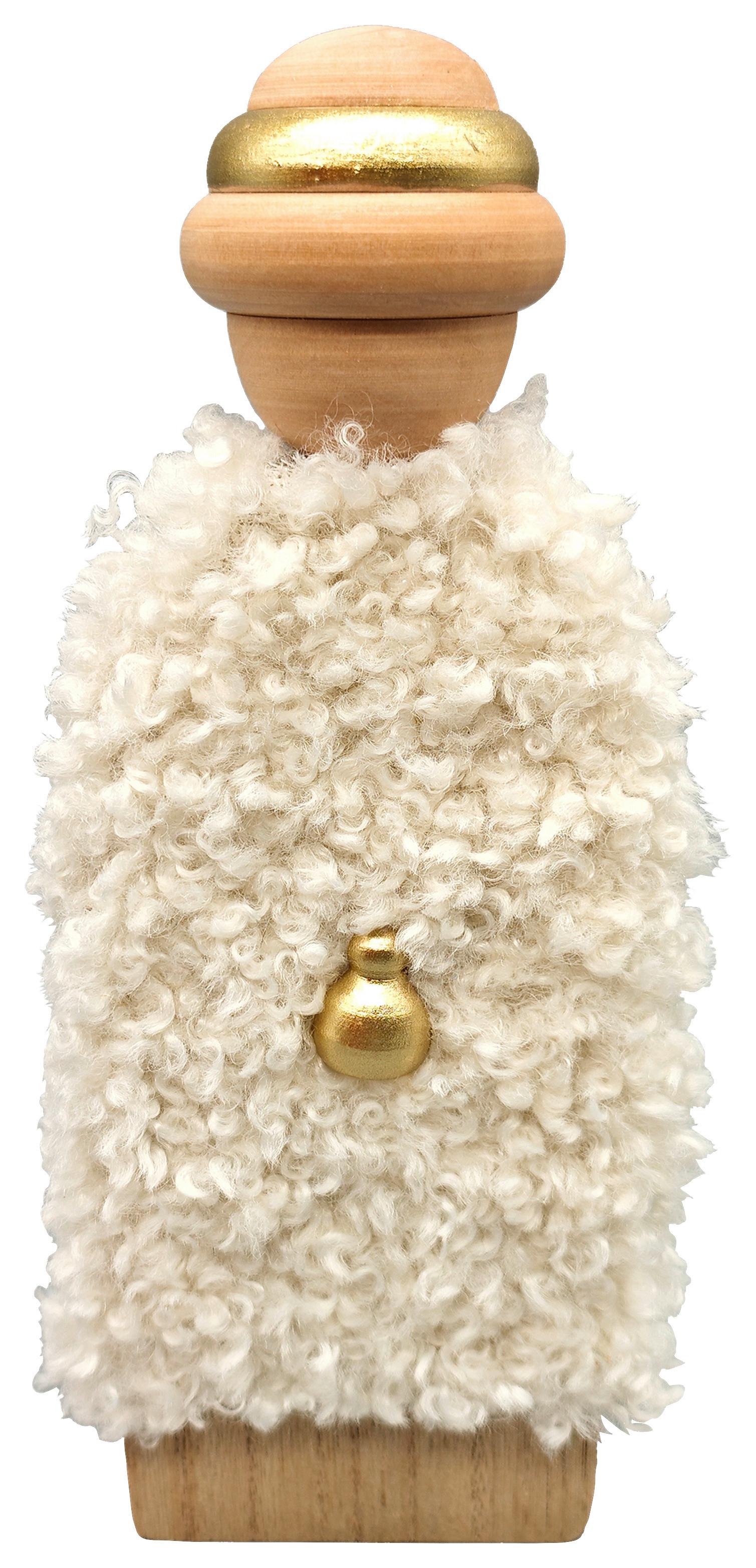 Weihnachtsfigur Luis Weiß/Naturfarben ca. 20,5cm - Naturfarben/Weiß, KONVENTIONELL, Holzwerkstoff/Textil (8/20,5/1,5cm) - Mömax