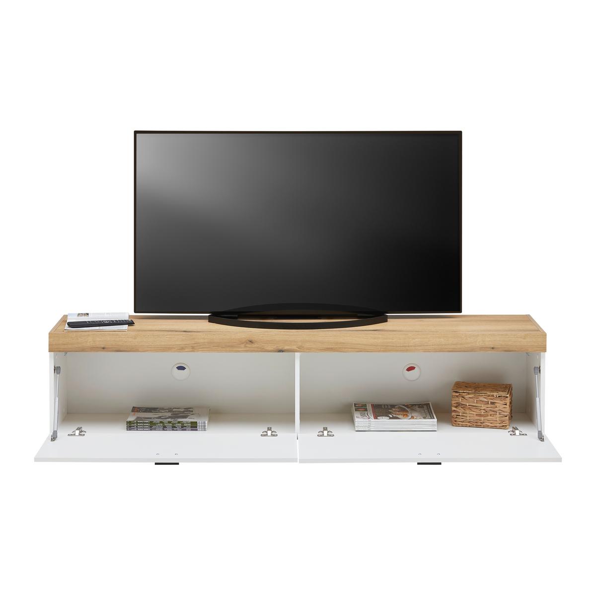TV-Element Kiro Weiß/Eichefarben - MODERN, Holzwerkstoff/Metall (180/40/35cm) - Mömax