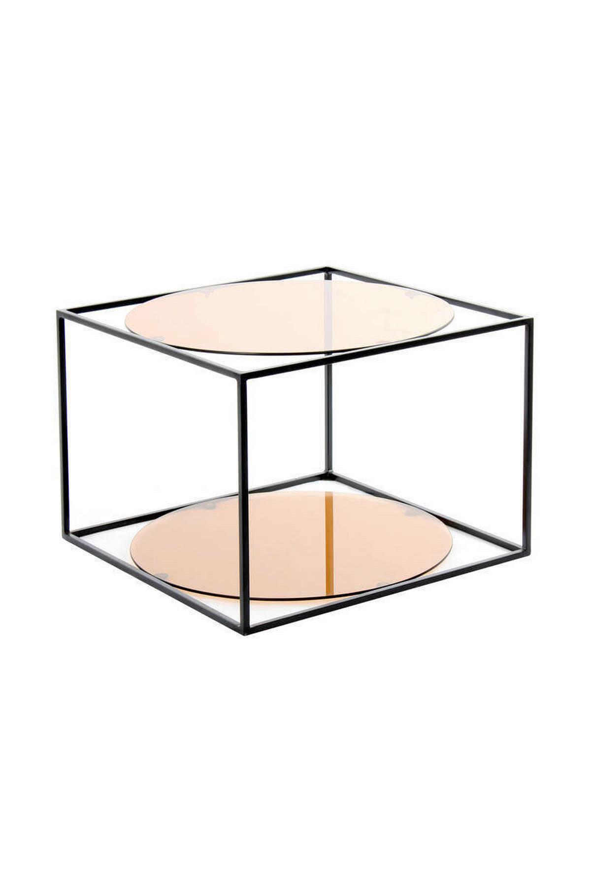 BEISTELLTISCH OJX93 - Terracotta/Schwarz, Basics, Glas/Metall (50/50/36cm) - Kayoom