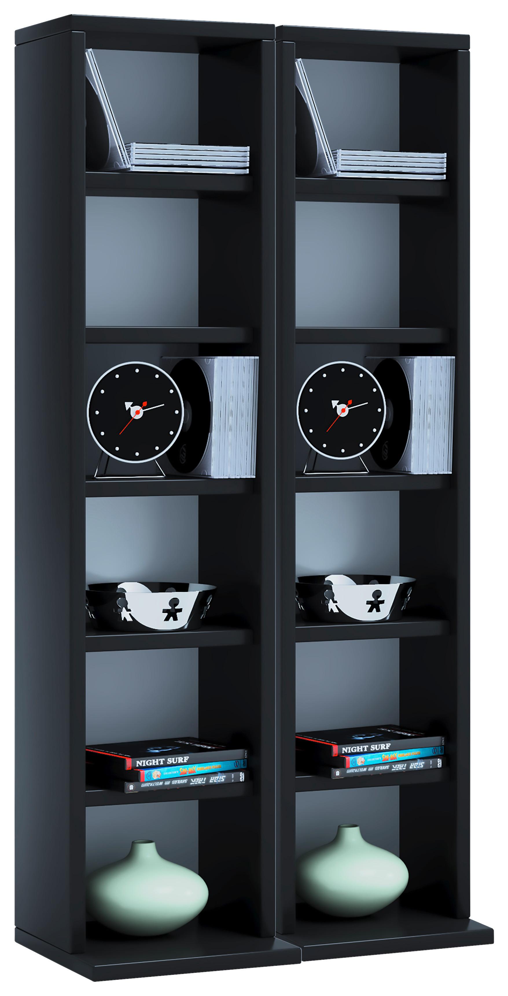 CD-Regal Milano in Schwarz, B: 42 cm - Schwarz, KONVENTIONELL, Holzwerkstoff (42/92/20cm) - MID.YOU